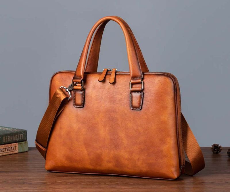 Mens Vintage Leather Buiness Briefcase Top Handle  Shoulder Cross Body Bag   2860-1