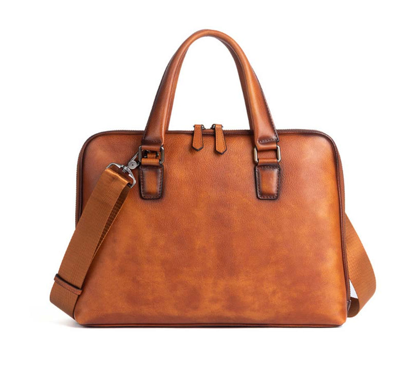 Mens Vintage Leather Buiness Briefcase Top Handle  Shoulder Cross Body Bag   2860-6