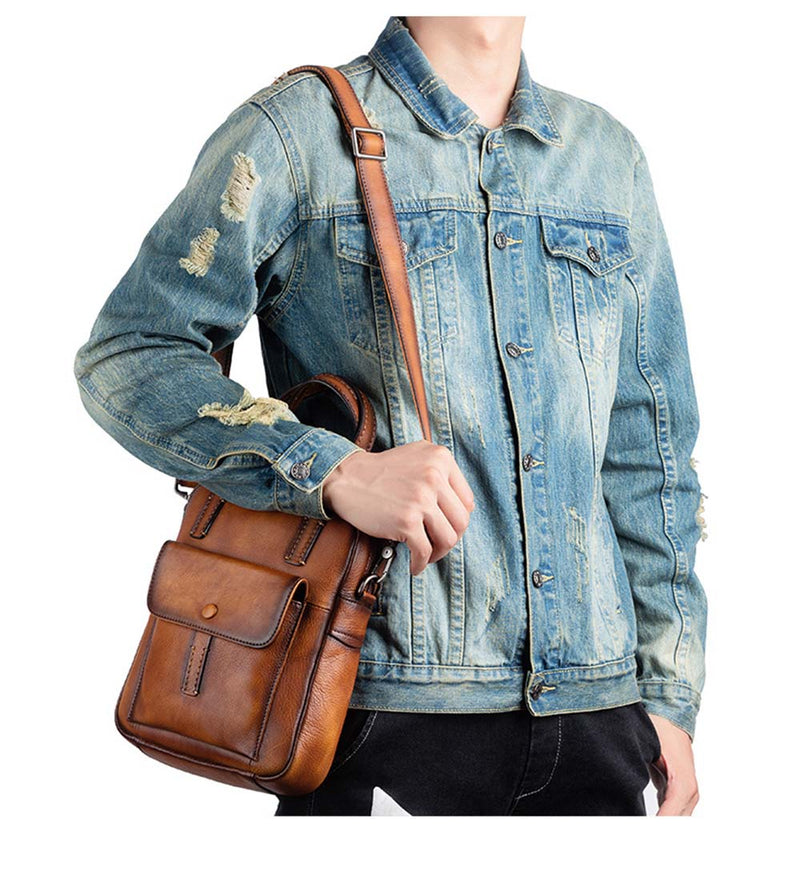 Mens Vintage Leather Cross Body Handle Bag-14