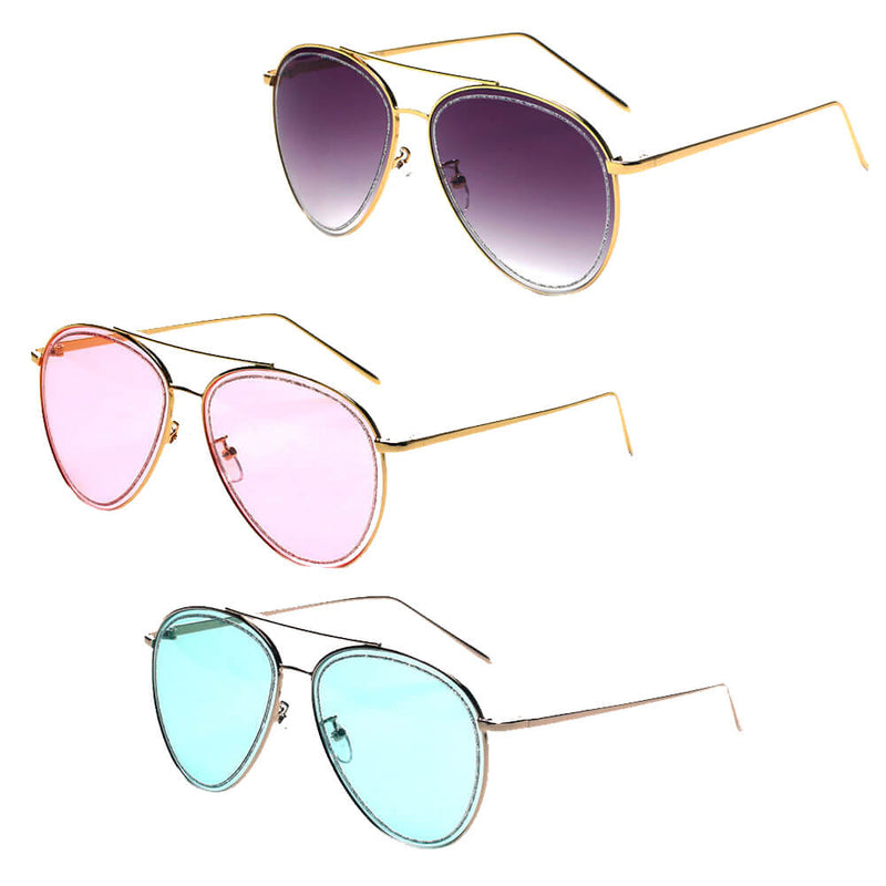 NAMPA | Women Glitter Rimmed Fashion Aviator Sunglasses-6