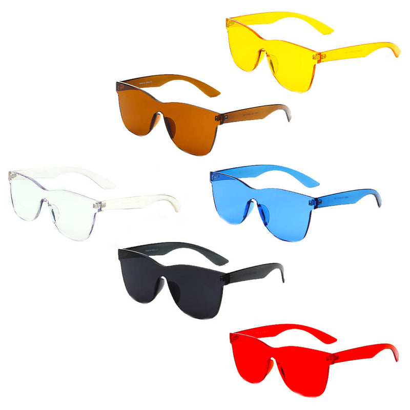 LEMOORE | Retro Flat Lens Candy Color Square Rimless Tinted Colorful Lenses Sunglasses-12