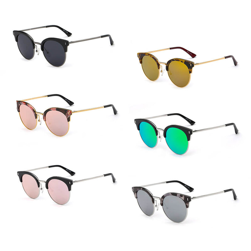 BILOXI | Women Half Frame Round Cat Eye Polarized Sunglasses-16