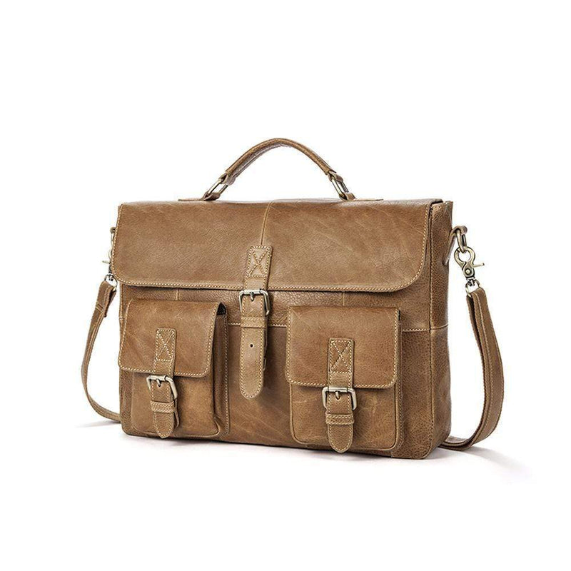 Rossie Viren  Men Leather Bag Vintage Leather Laptop Briefcase Postman Handbag Unisex New-1