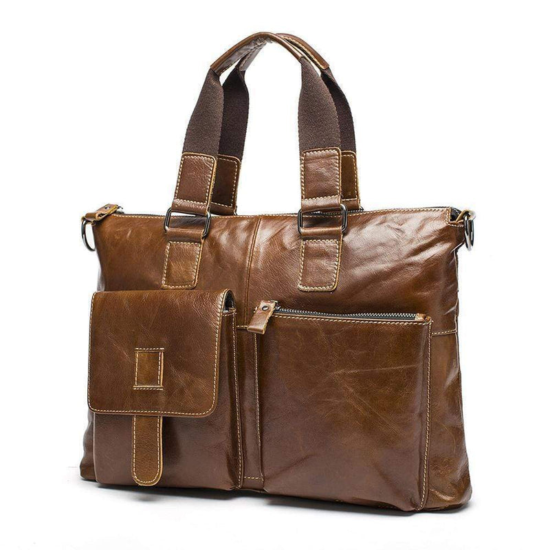 Rossie Viren  Men's Bunished Vintage Leather Shoulder Top Handle Bags-1