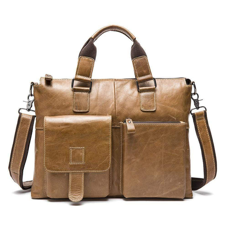 Rossie Viren  Men's Bunished Vintage Leather Shoulder Top Handle Bags-5