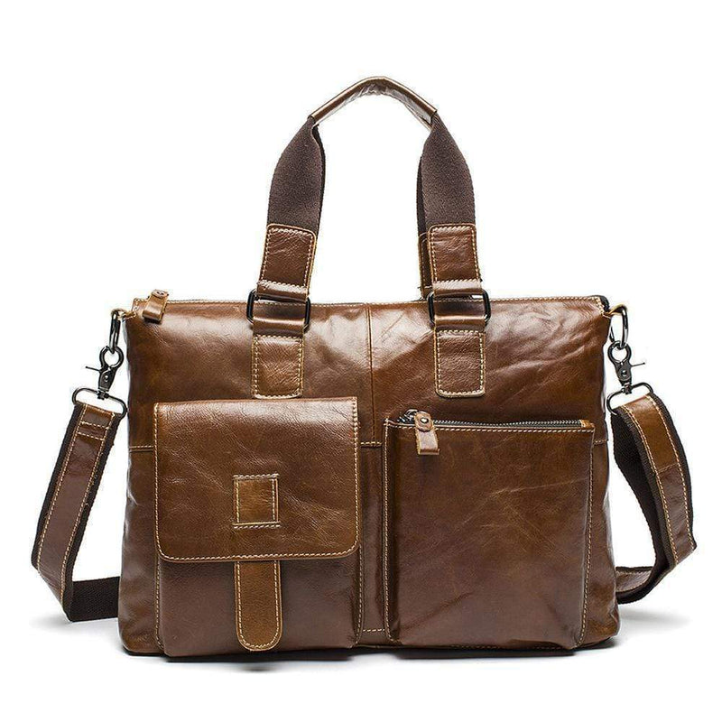 Rossie Viren  Men's Bunished Vintage Leather Shoulder Top Handle Bags-0