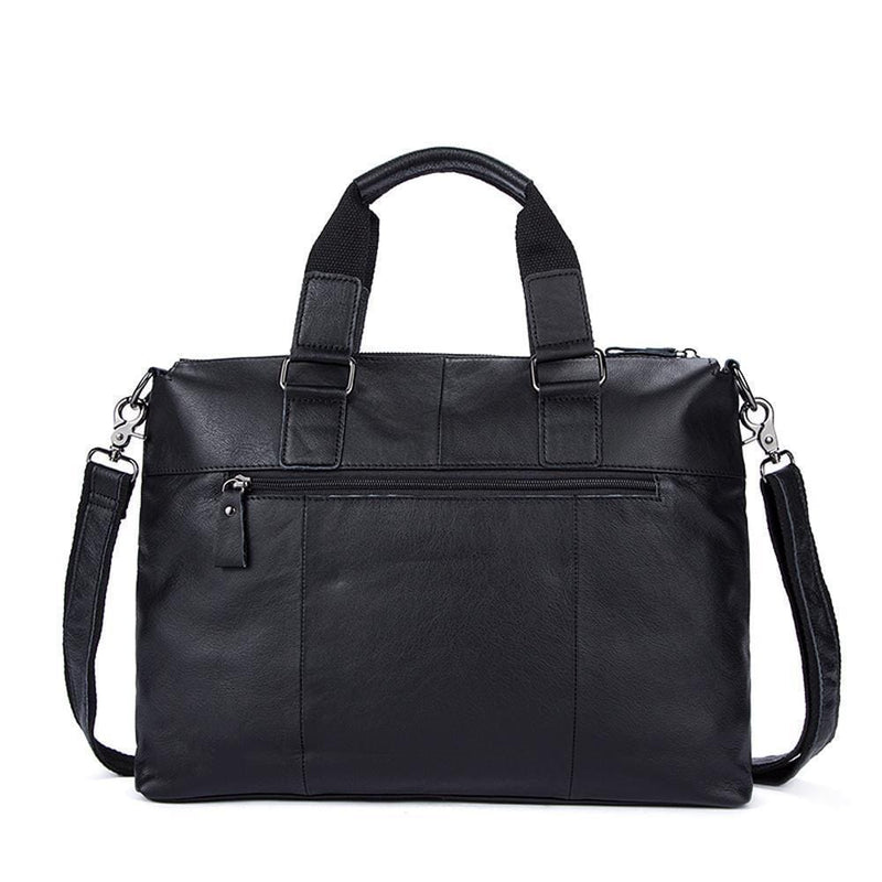 Rossie Viren  Men's Bunished Vintage Leather14" Laptop Shoulder Top Handle Bags Black-8