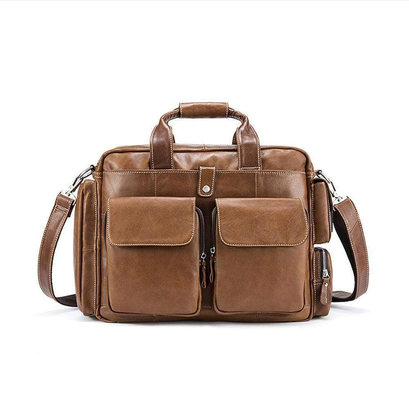 Rossie Viren  Men's Large Handmade Vintage Leather Briefcase Messenger Shoulder Bag-17