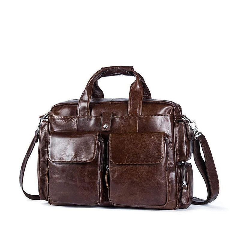 Rossie Viren  Men's Large Handmade Vintage Leather Briefcase Messenger Shoulder Bag-2