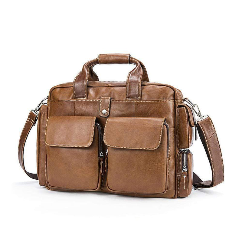 Rossie Viren  Men's Large Handmade Vintage Leather Briefcase Messenger Shoulder Bag-18
