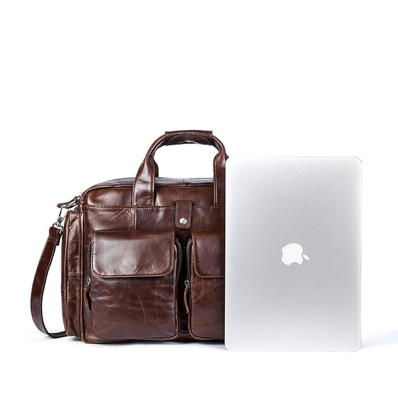 Rossie Viren  Men's Large Handmade Vintage Leather Briefcase Messenger Shoulder Bag-1