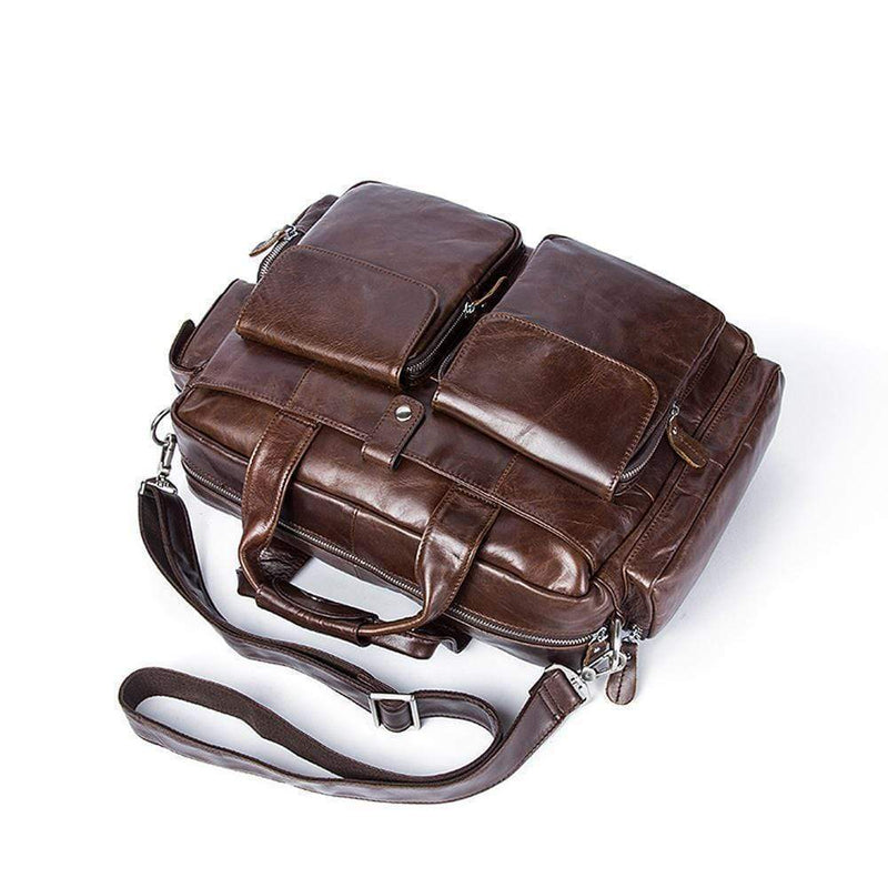 Rossie Viren  Men's Large Handmade Vintage Leather Briefcase Messenger Shoulder Bag-6