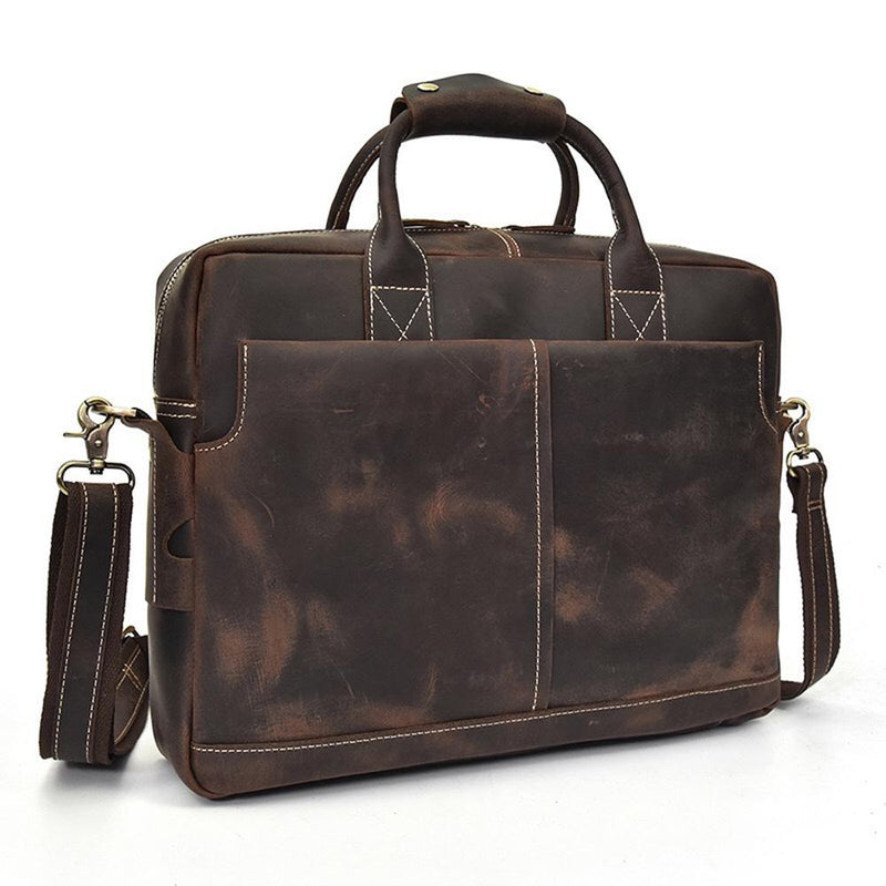 Rossie Viren  Men's Large  Vintage Brown Leather Briefcase / Leather Satchel / Leather Travel Bag /Leather Messenger Bag-2