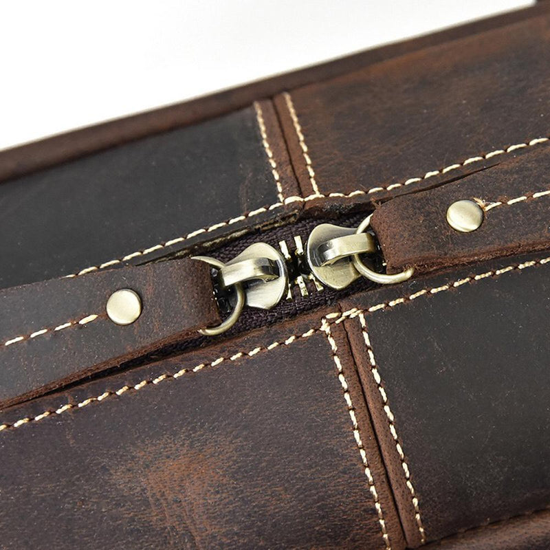 Rossie Viren  Men's Large  Vintage Brown Leather Briefcase / Leather Satchel / Leather Travel Bag /Leather Messenger Bag-11