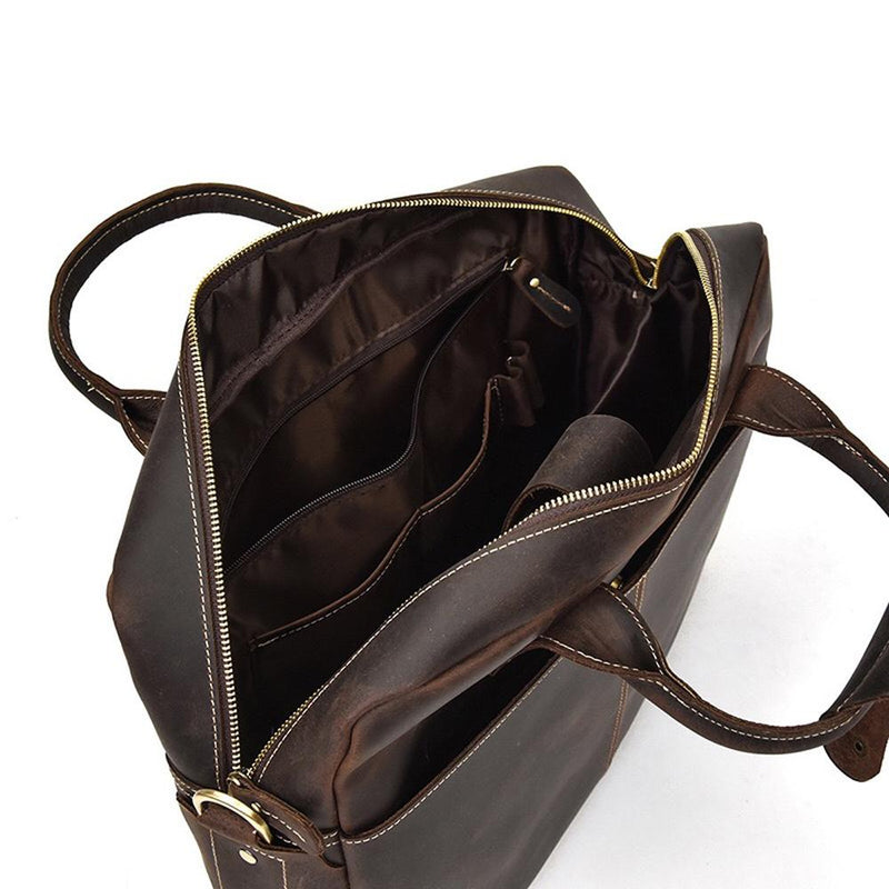 Rossie Viren  Men's Large  Vintage Brown Leather Briefcase / Leather Satchel / Leather Travel Bag /Leather Messenger Bag-12