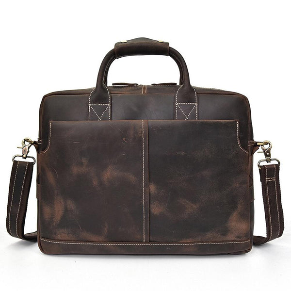 Rossie Viren  Men's Large  Vintage Brown Leather Briefcase / Leather Satchel / Leather Travel Bag /Leather Messenger Bag-0