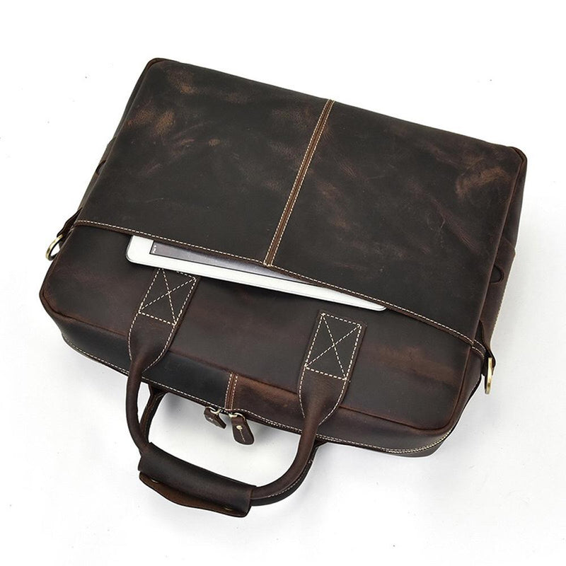 Rossie Viren  Men's Large  Vintage Brown Leather Briefcase / Leather Satchel / Leather Travel Bag /Leather Messenger Bag-7