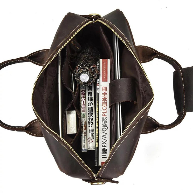 Rossie Viren  Men's Large  Vintage Brown Leather Briefcase / Leather Satchel / Leather Travel Bag /Leather Messenger Bag-13