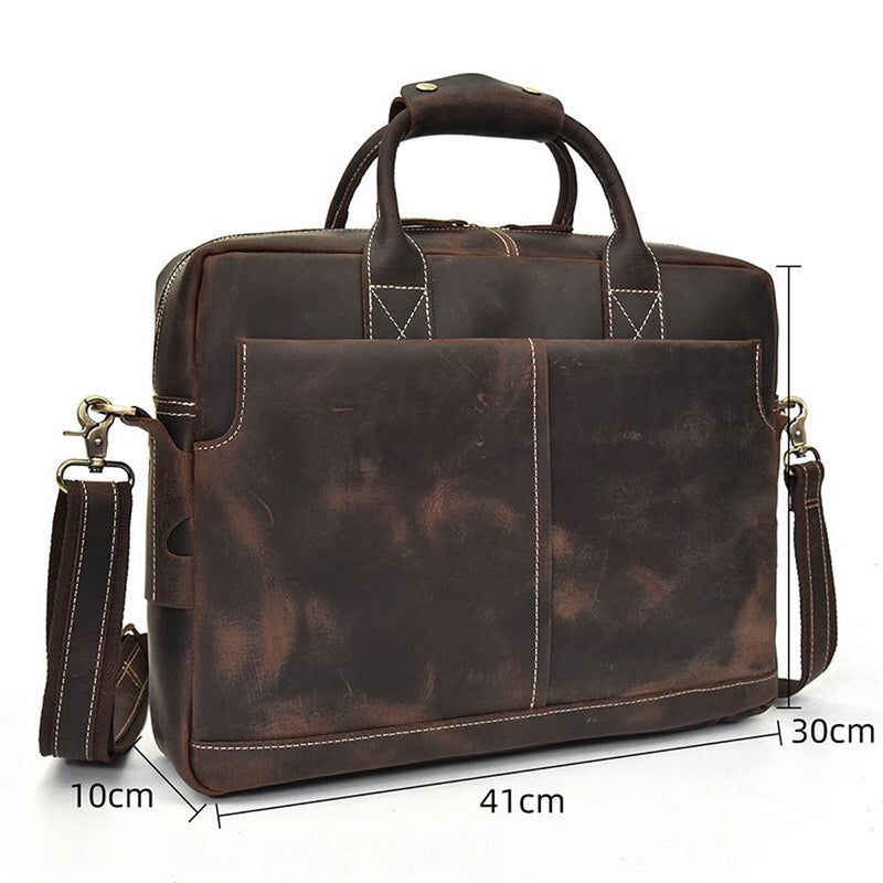 Rossie Viren  Men's Large  Vintage Brown Leather Briefcase / Leather Satchel / Leather Travel Bag /Leather Messenger Bag-15