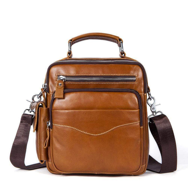 Rossie Viren  Men's Leather Briefcase Vintage Messenger Crossbody Bag-0