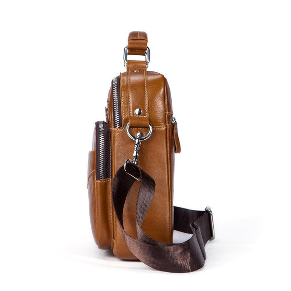 Rossie Viren  Men's Leather Briefcase Vintage Messenger Crossbody Bag-1