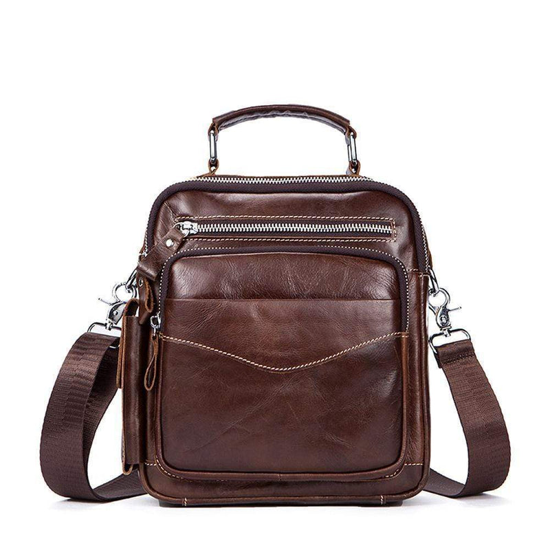 Rossie Viren  Men's Leather Briefcase Vintage Messenger Crossbody Bag-6