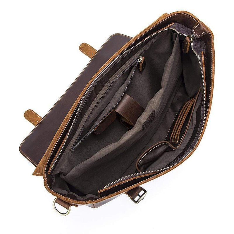 Rossie Viren  Men's Vintage Brown  Leather Postman Messenger Laptop Bag-7