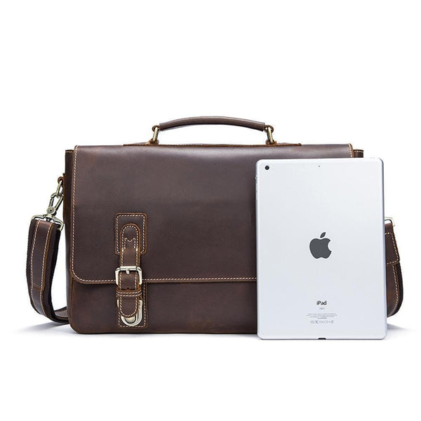Rossie Viren  Men's Vintage Brown  Leather Postman Messenger Laptop Bag-1