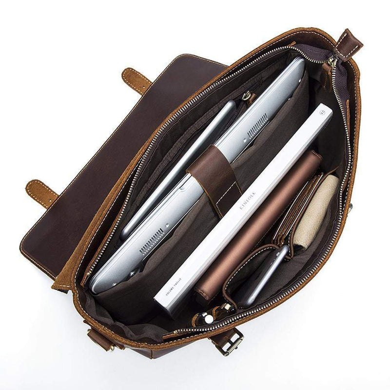 Rossie Viren  Men's Vintage Brown  Leather Postman Messenger Laptop Bag-6