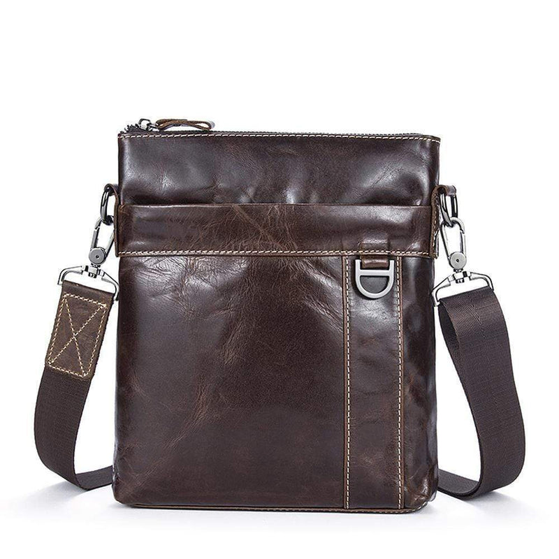 Rossie Viren Men's Vintage Cowhide Leather Voyager Small Messenger Bag-4
