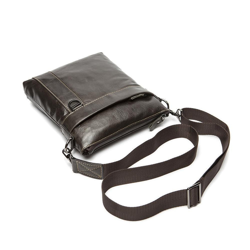 Rossie Viren Men's Vintage Cowhide Leather Voyager Small Messenger Bag-8
