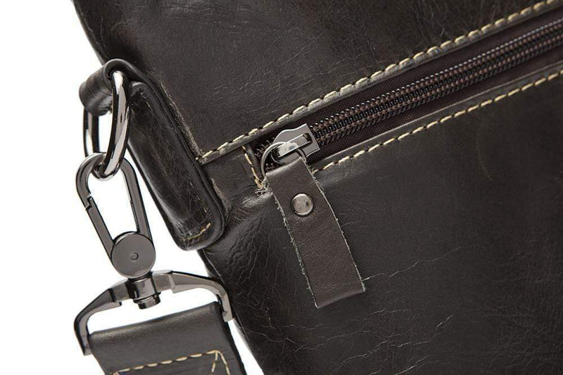 Rossie Viren Men's Vintage Cowhide Leather Voyager Small Messenger Bag-5