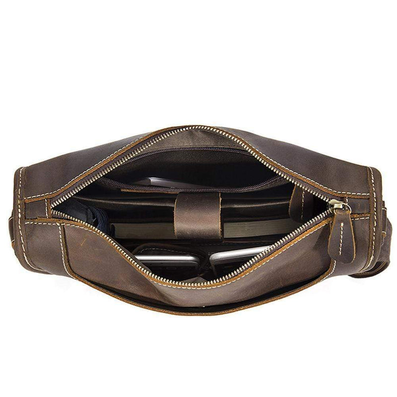 Rossie Viren  Men's Vintage  Leather Satchel Messenger Crossbody Bag-9