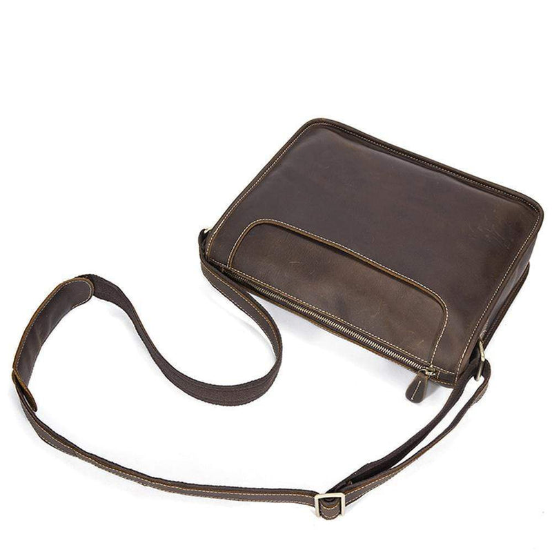 Rossie Viren  Men's Vintage  Leather Satchel Messenger Crossbody Bag-7