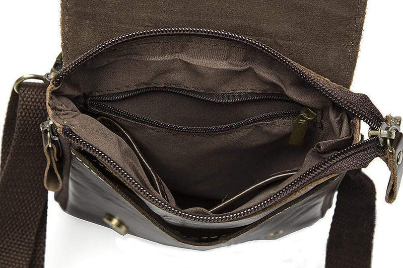 Rossie Viren Men Vintage Leather Small  Messenger Bag-11