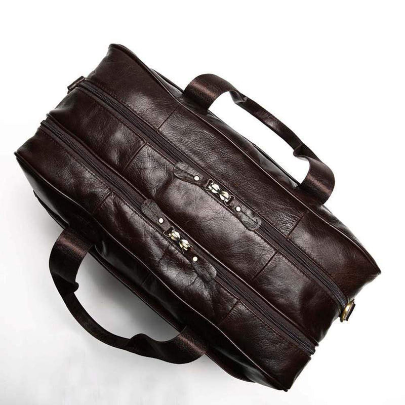 Rossie Viren  Mens Vintage  Leather Classic Business Laptop  Overnight Duffel Travel Shuttle Bag For Luggage/Wheels-11