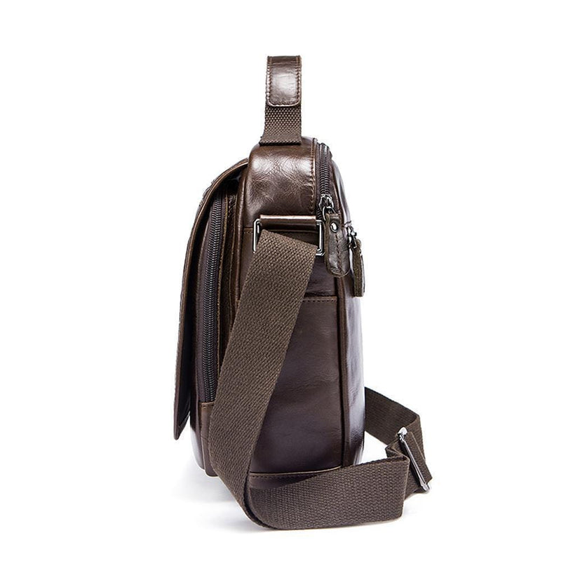 Rossie Viren  Mens Vintage  Leather Handbag Cross Body Single Shoulder Briefcase Black Messenger Bag-4