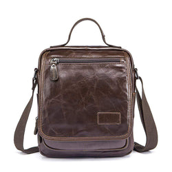 Rossie Viren  Mens Vintage  Leather Handbag Cross Body Single Shoulder Briefcase Black Messenger Bag-0