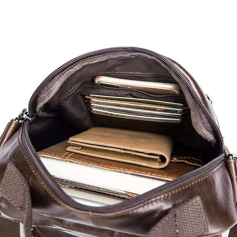 Rossie Viren  Mens Vintage  Leather Handbag Cross Body Single Shoulder Briefcase Black Messenger Bag-8