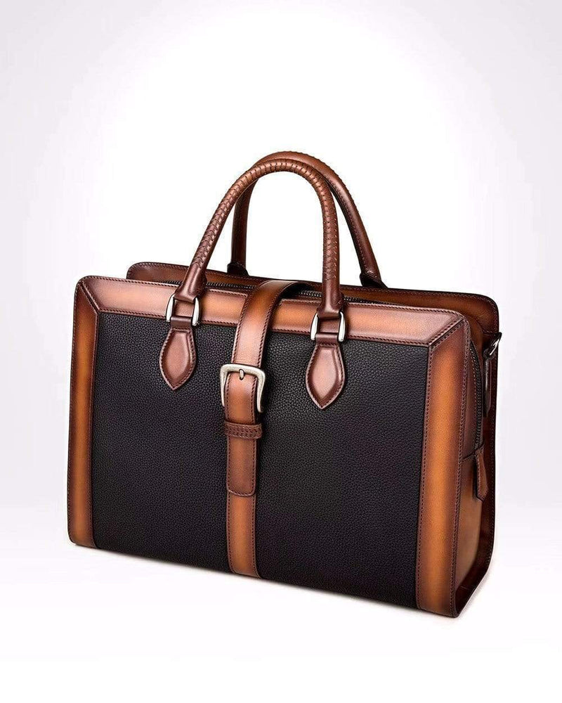 Rossie Viren Vintage Brown Men's Large Folio Briefcase Tote Bag-0