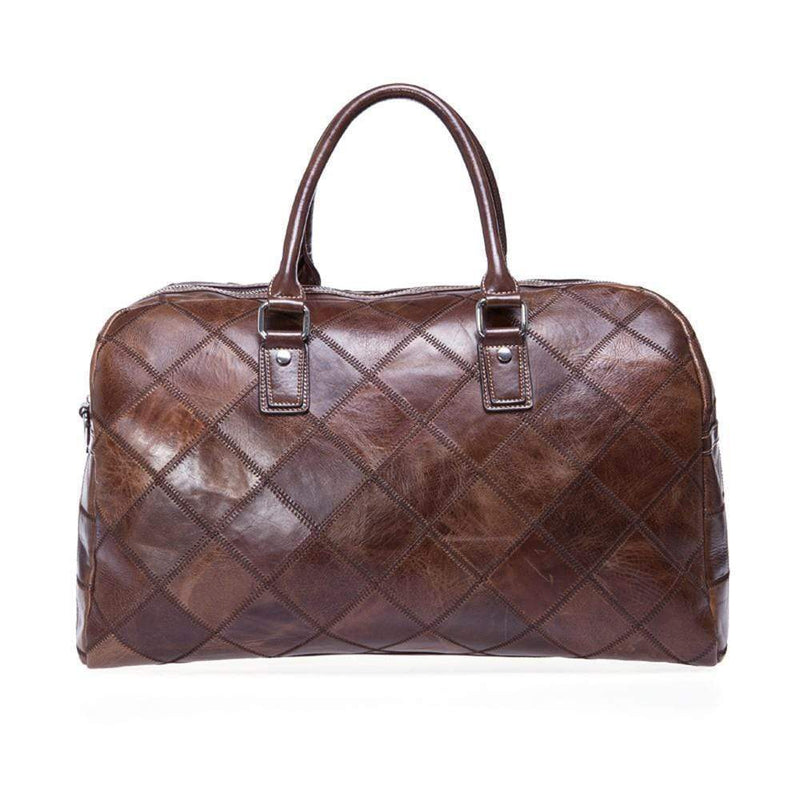 Rossie Viren Vintage Genuine Leather Quilted Travel Duffel Weekend Carry On Luggage Shoulder Bags-5