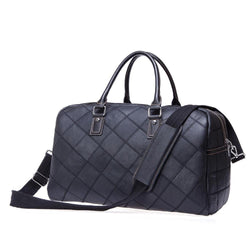 Rossie Viren Vintage Genuine Leather Quilted Travel Duffel Weekend Carry On Luggage Shoulder Bags-3