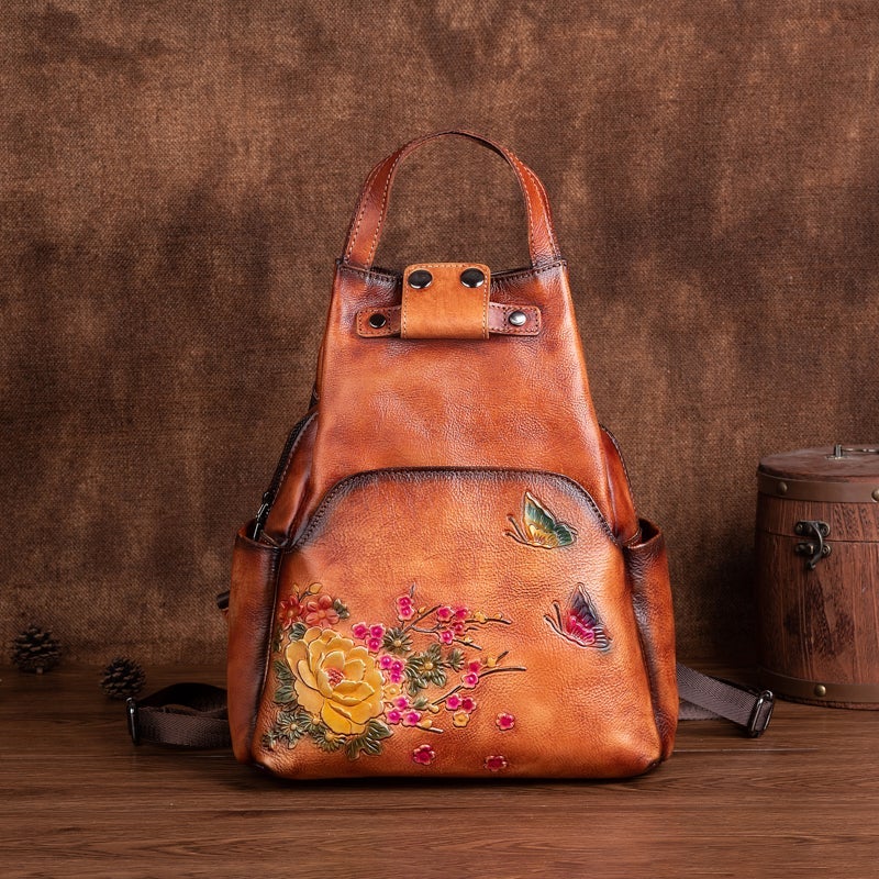 Rossie Viren Vintage Leather Backpack, Leather Rucksack, Womens Backpack, Gift for her-5