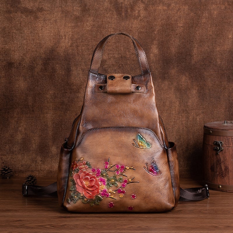 Rossie Viren Vintage Leather Backpack, Leather Rucksack, Womens Backpack, Gift for her-7