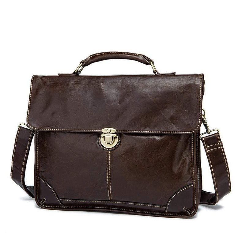 Rossie Viren  Vintage Leather Briefcase Messenger Bag-1