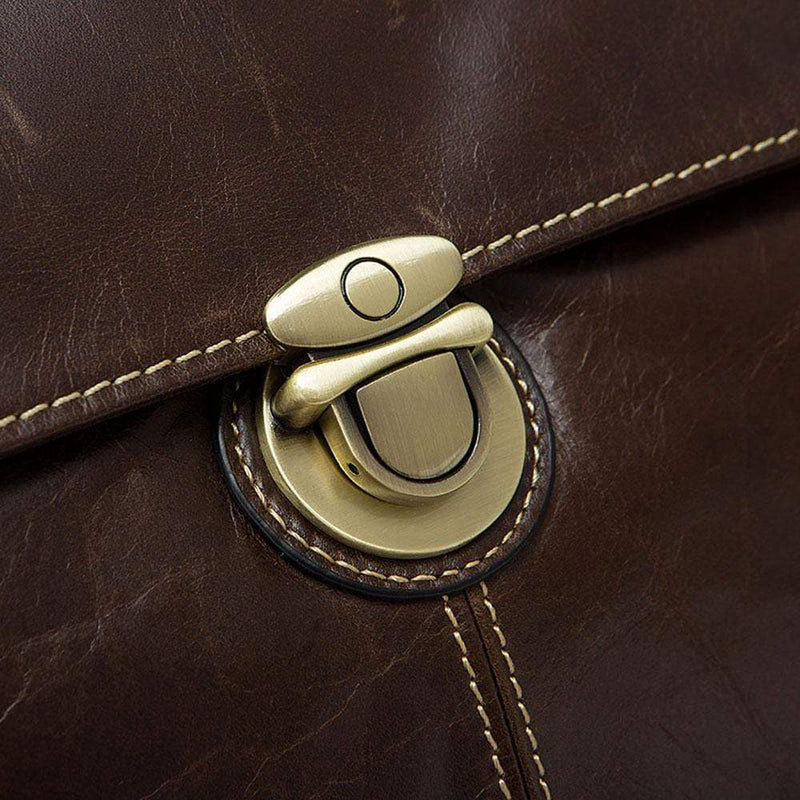 Rossie Viren  Vintage Leather Briefcase Messenger Bag-3