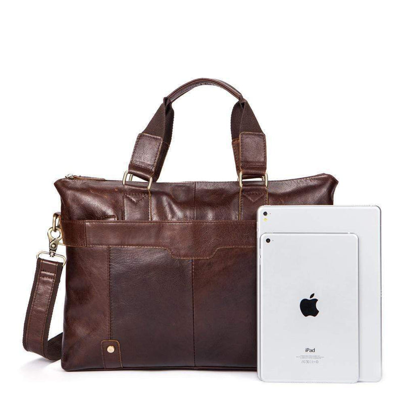 Rossie Viren Vintage Leather Briefcase Work Bag Laptop Satchel Handbag-2