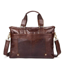 Rossie Viren Vintage Leather Briefcase Work Bag Laptop Satchel Handbag-0