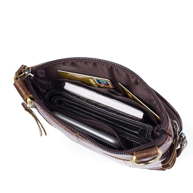 Rossie Viren Vintage Leather Deluxe Vertical Messenger Shoulder Bag-7