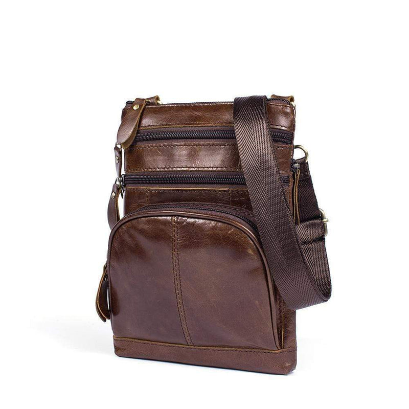 Rossie Viren Vintage Leather Deluxe Vertical Messenger Shoulder Bag-2